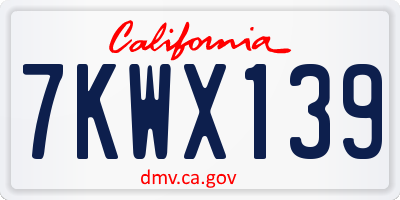 CA license plate 7KWX139