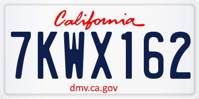 CA license plate 7KWX162