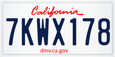 CA license plate 7KWX178