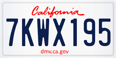 CA license plate 7KWX195