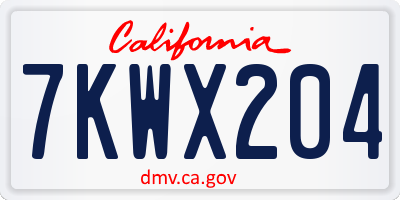 CA license plate 7KWX204