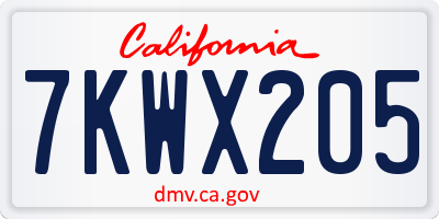 CA license plate 7KWX205