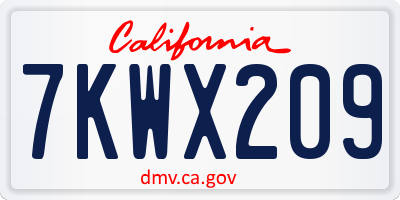 CA license plate 7KWX209