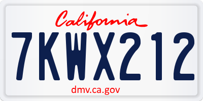 CA license plate 7KWX212