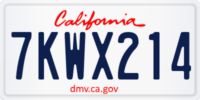 CA license plate 7KWX214