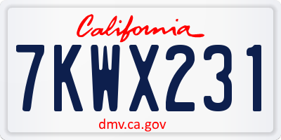 CA license plate 7KWX231