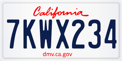 CA license plate 7KWX234