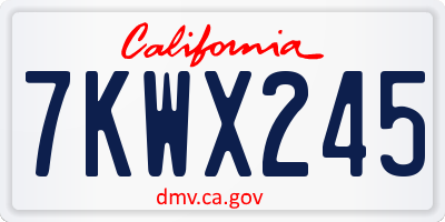 CA license plate 7KWX245