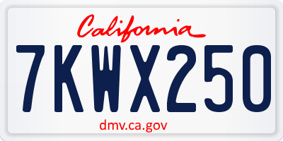 CA license plate 7KWX250