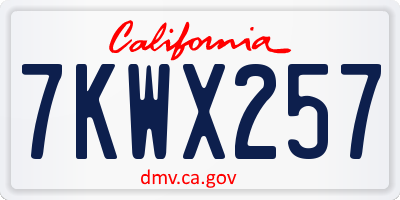 CA license plate 7KWX257