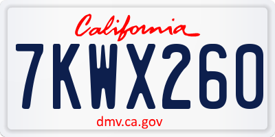 CA license plate 7KWX260