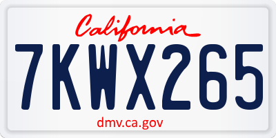 CA license plate 7KWX265