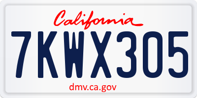 CA license plate 7KWX305