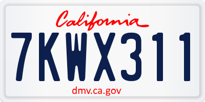 CA license plate 7KWX311