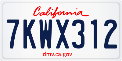 CA license plate 7KWX312