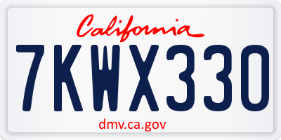 CA license plate 7KWX330