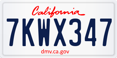 CA license plate 7KWX347