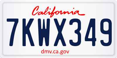 CA license plate 7KWX349