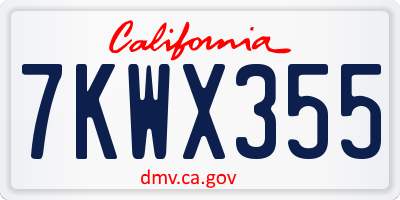 CA license plate 7KWX355