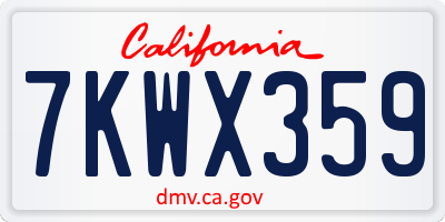 CA license plate 7KWX359
