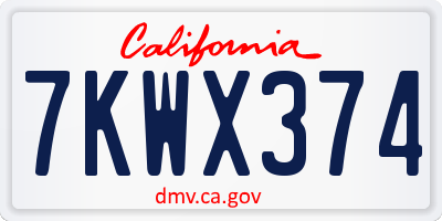 CA license plate 7KWX374