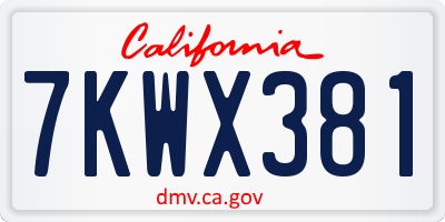 CA license plate 7KWX381