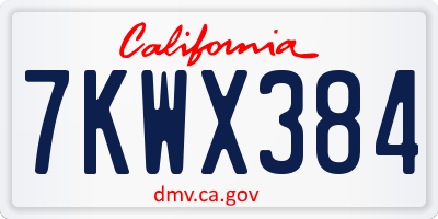 CA license plate 7KWX384