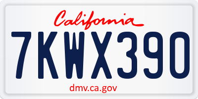 CA license plate 7KWX390
