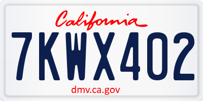 CA license plate 7KWX402