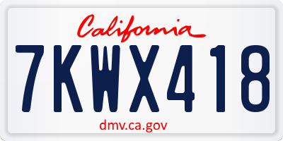 CA license plate 7KWX418