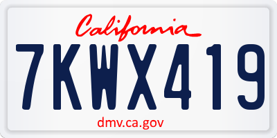 CA license plate 7KWX419