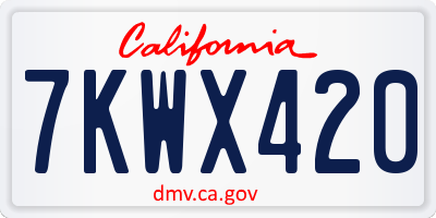 CA license plate 7KWX420