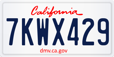 CA license plate 7KWX429
