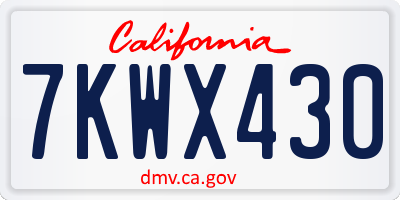 CA license plate 7KWX430