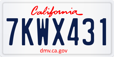 CA license plate 7KWX431