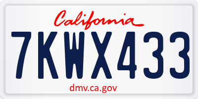 CA license plate 7KWX433