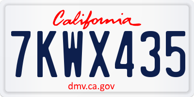 CA license plate 7KWX435