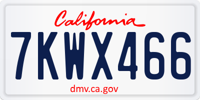 CA license plate 7KWX466