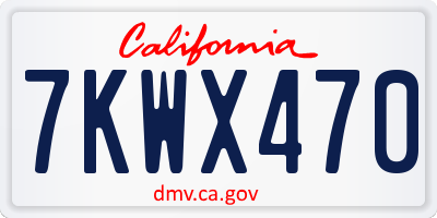 CA license plate 7KWX470