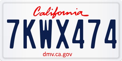 CA license plate 7KWX474