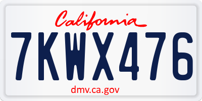 CA license plate 7KWX476