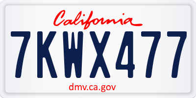 CA license plate 7KWX477