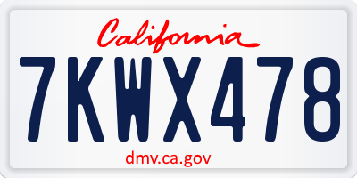 CA license plate 7KWX478