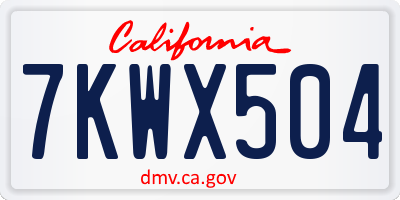 CA license plate 7KWX504
