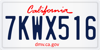 CA license plate 7KWX516