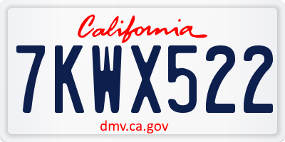 CA license plate 7KWX522