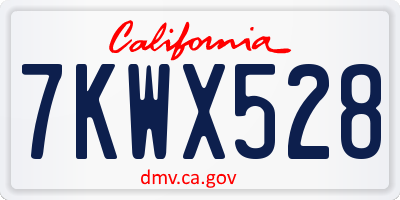 CA license plate 7KWX528
