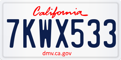 CA license plate 7KWX533