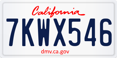 CA license plate 7KWX546