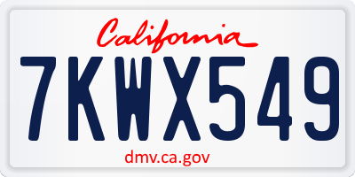 CA license plate 7KWX549